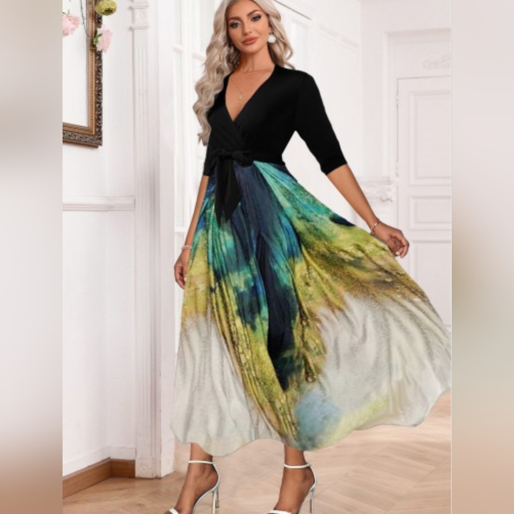 Black ~ Multicolor ~ Tie Dye Maxi Dress Medium
